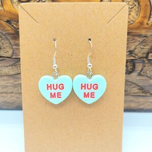 Valentine's Day Earrings Hug Me Green Candy Hearts